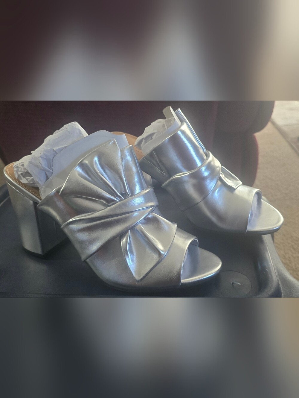 Christian‎ Siriano Metallic Silver Knot Mules Womens Size 12